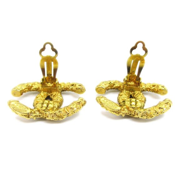 Chanel CC Earrings Clip-On Gold 93A 40698 - Picture 4 of 4